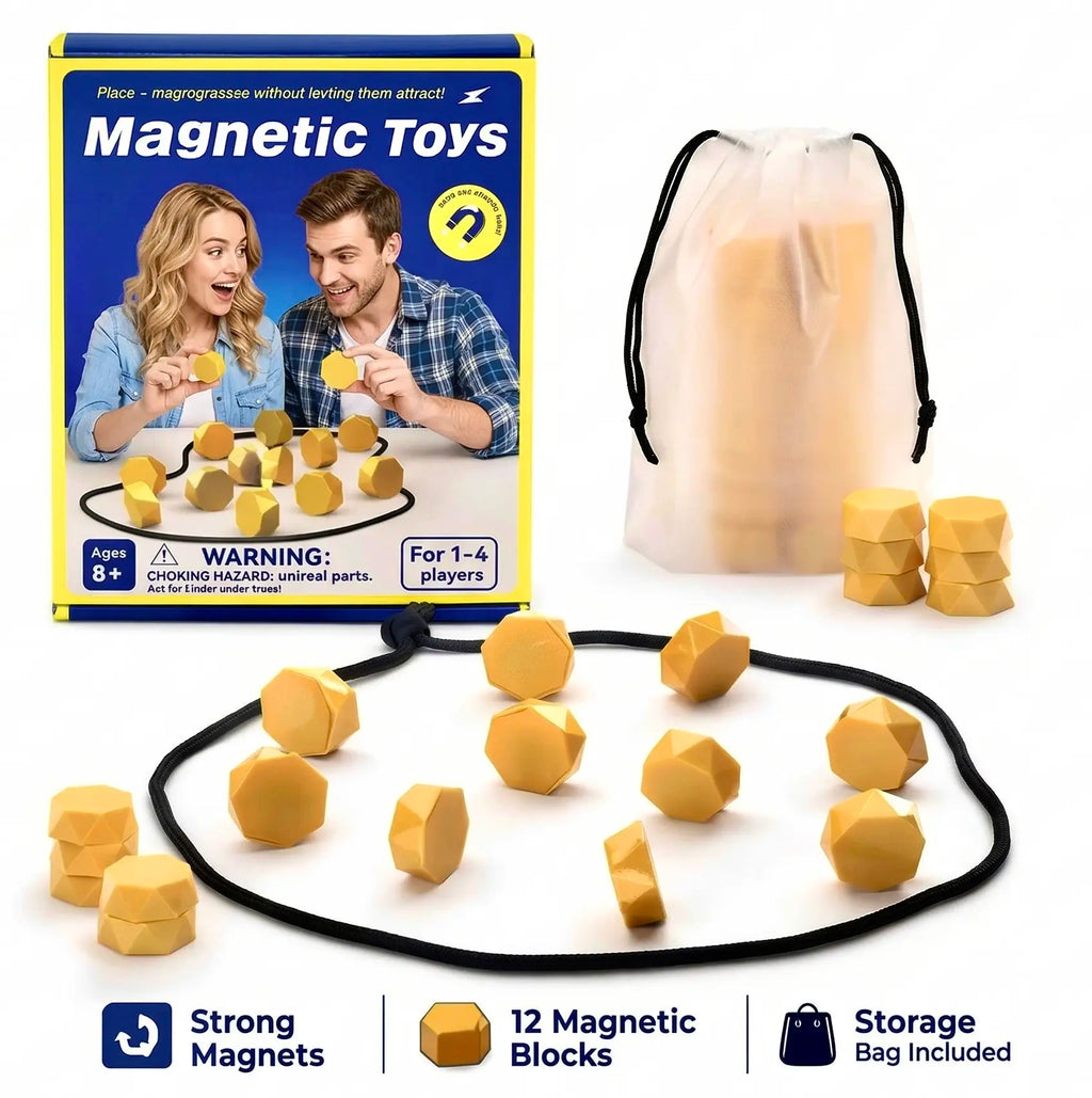 Fidget Magnetic Chess & Strategy Game for 2-4 Players Includes 20 Strong Magnets Portable Carry Bag & Integrated Rope Closure Perfect for Family Game Nights Set Game for All Ages Fun Tabletop Toy Parent-Child Interactive Kid