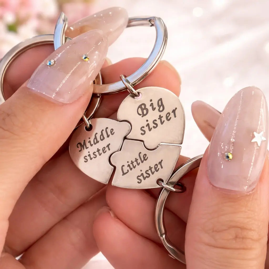 3PCS Sister Keychain Sister Gifts from Sisters Birthday Gifts from Sisters in Law Wedding Big Sisterr Gift for Girls Little Sisterr Matching Keychain Sibling Mothers Day Presents Christmas