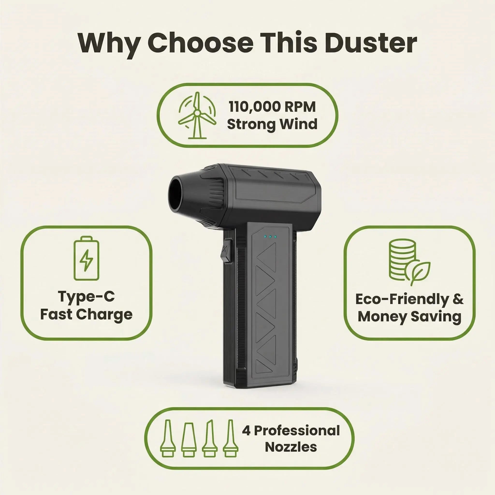 JVSCAM Portable Type-C Rechargeable Air Duster with 140000 RPM Turbo Jet Fan for Keyboard, PC Cleaning,Summervibes Outdoorfun