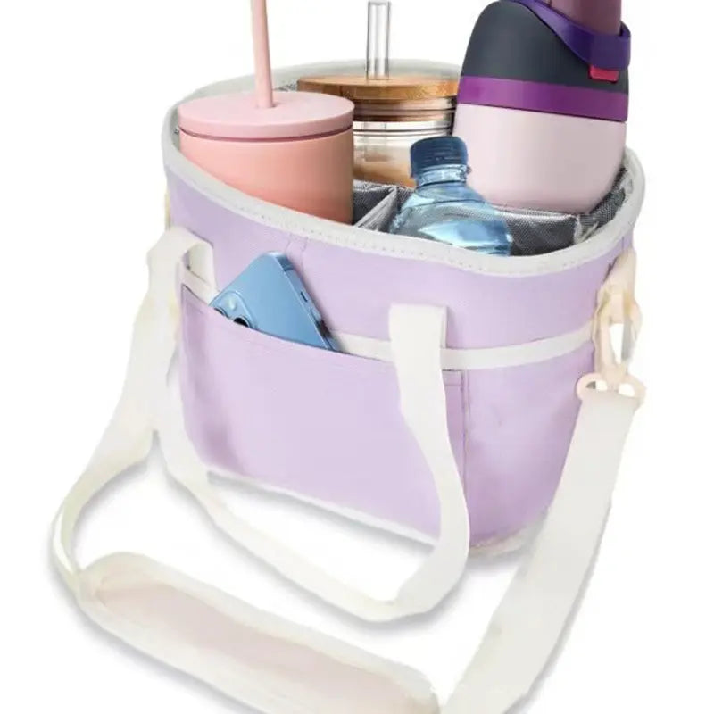 Portable Camping Backpack Insulated Cup Caddy Tote Bag with Adjustable Shoulder Strap and Multi-Pocket Dividers, Portable Drink Carrier for Outdoor Picnics, Beach Trips, Tailgating, and Daily Commute Delivery Services