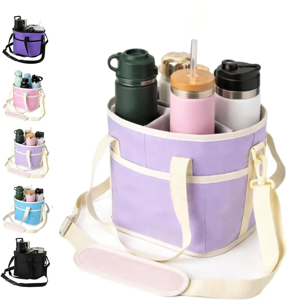 Portable Camping Backpack Insulated Cup Caddy Tote Bag with Adjustable Shoulder Strap and Multi-Pocket Dividers, Portable Drink Carrier for Outdoor Picnics, Beach Trips, Tailgating, and Daily Commute Delivery Services