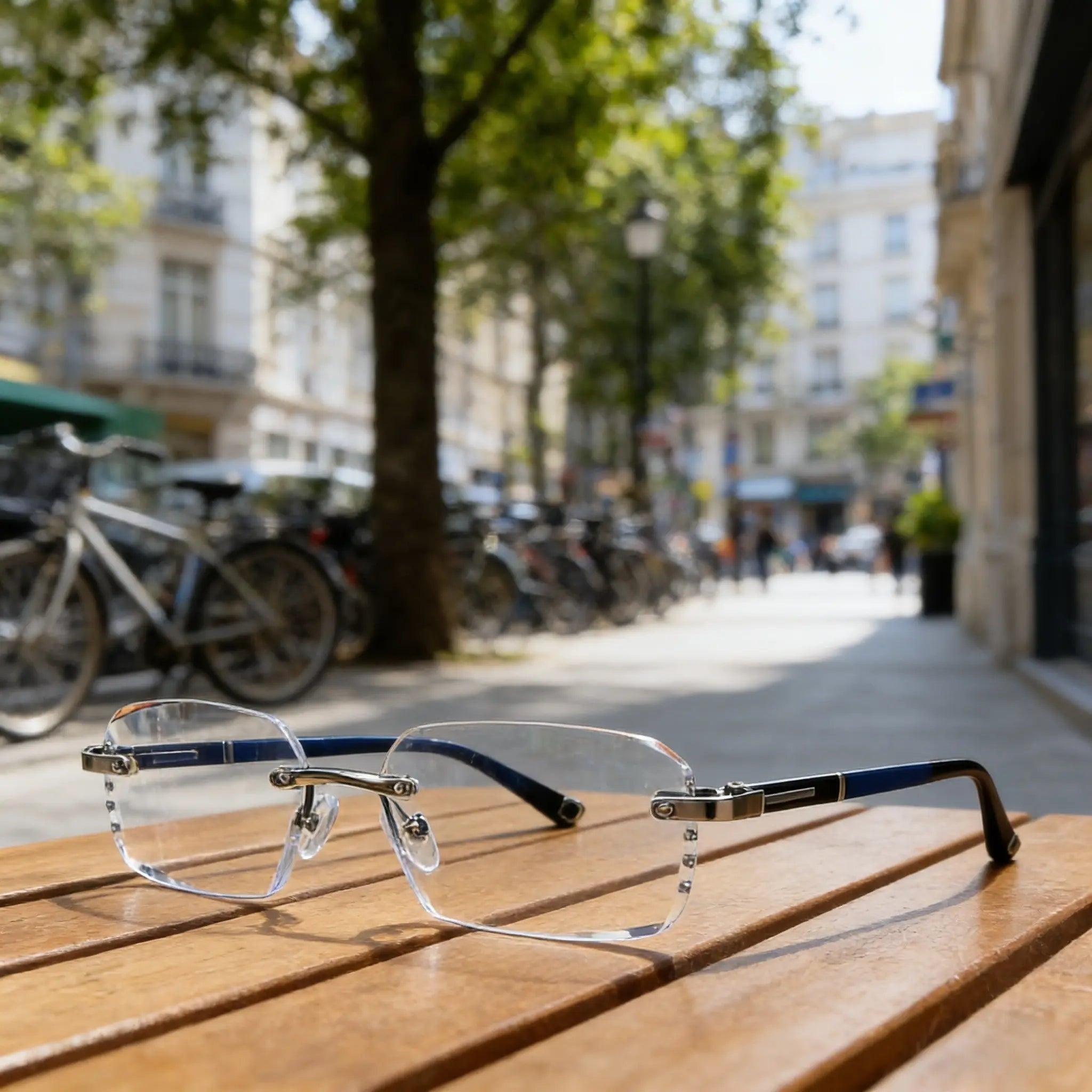 Frameless Blue Blocking Reading Glasses – Sleek Metal Accents, All-Day Comfort for Men & Women – Work, Game, or Chill