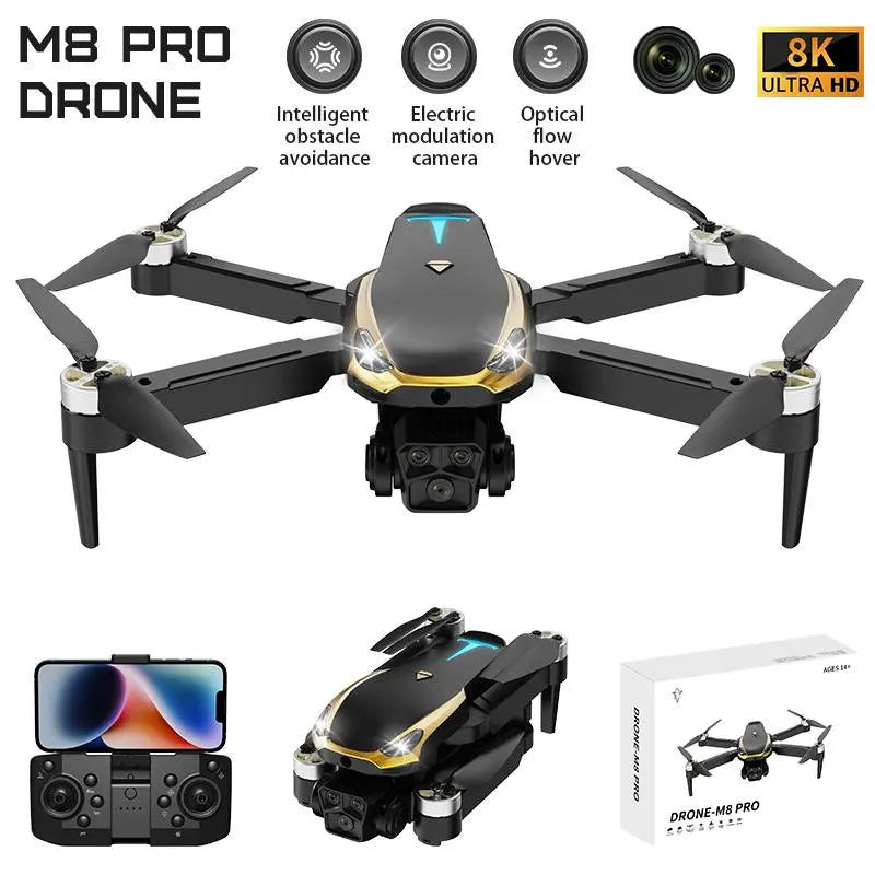 2026 Upgraded M8 Pro Drone – 4K EIS HD Photography, GPS Smart Positioning, Optical Flow Stable Flight, Auto Return, Powerful Brushless Motor, Easy to Use for Beginners
