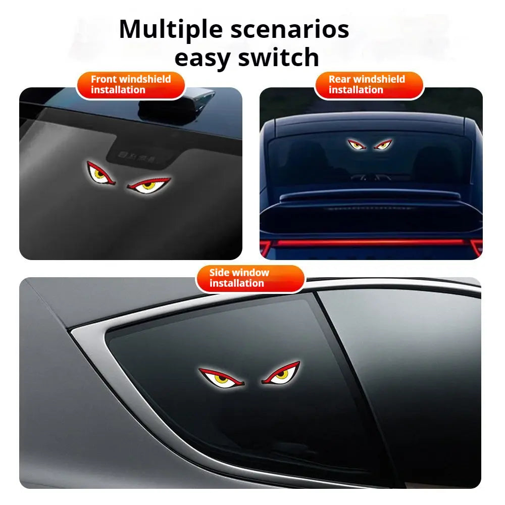 DIYCOM Dynamic LED Car Rear Window Display – Vampire Devil Eye Emoji Panel, Programmable Scrolling Message Screen, USB Powered Auto Decorative Light for Night Driving, Funny Car Accessory
