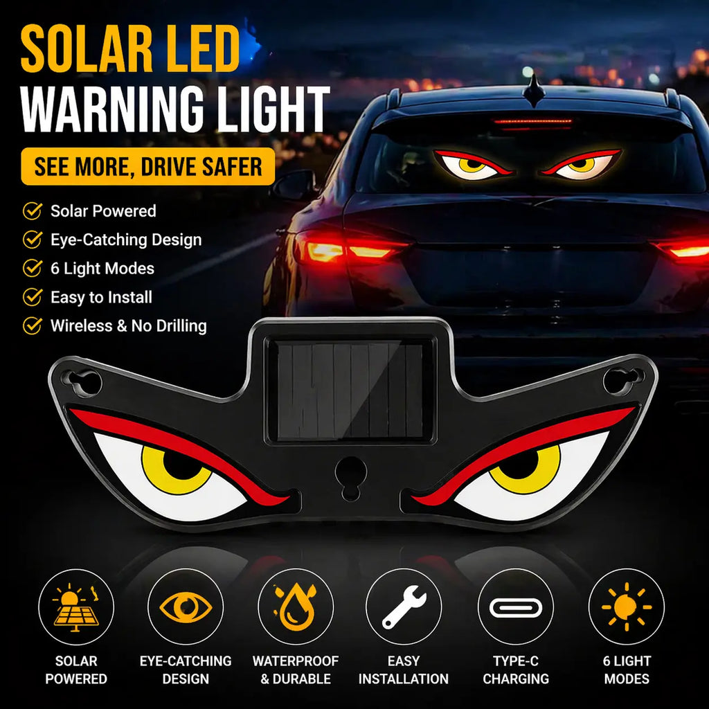 DIYCOM Dynamic LED Car Rear Window Display – Vampire Devil Eye Emoji Panel, Programmable Scrolling Message Screen, USB Powered Auto Decorative Light for Night Driving, Funny Car Accessory