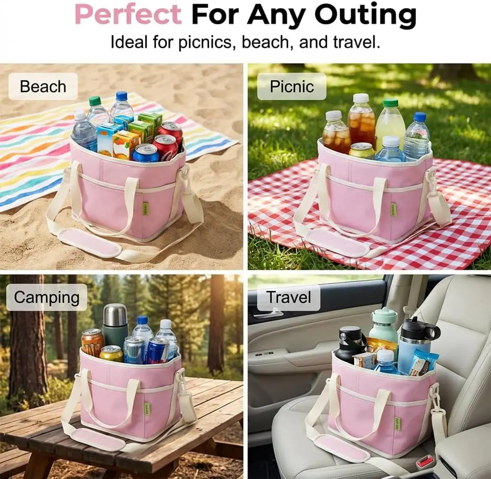 Portable Camping Backpack Insulated Cup Caddy Tote Bag with Adjustable Shoulder Strap and Multi-Pocket Dividers, Portable Drink Carrier for Outdoor Picnics, Beach Trips, Tailgating, and Daily Commute Delivery Services