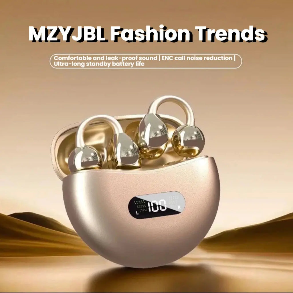 MZYJBL Open-Ear Bluetooth Earbuds, IPX5 Waterproof Chargeable Audio Electronic Headphones with 35Mm Voice Coil, Noise Cancellation, Ultra-Long Battery Life, Wireless Charging, Sweat-Proof for Sports, Fitness Earbuds