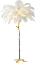 White Ostrich Feather Floor Lamp, Luxury Resin Ostrich Feather Lamp,Romantic Standing Lamp for Living Room Sofa Bedside Bedroom and Office(New)
