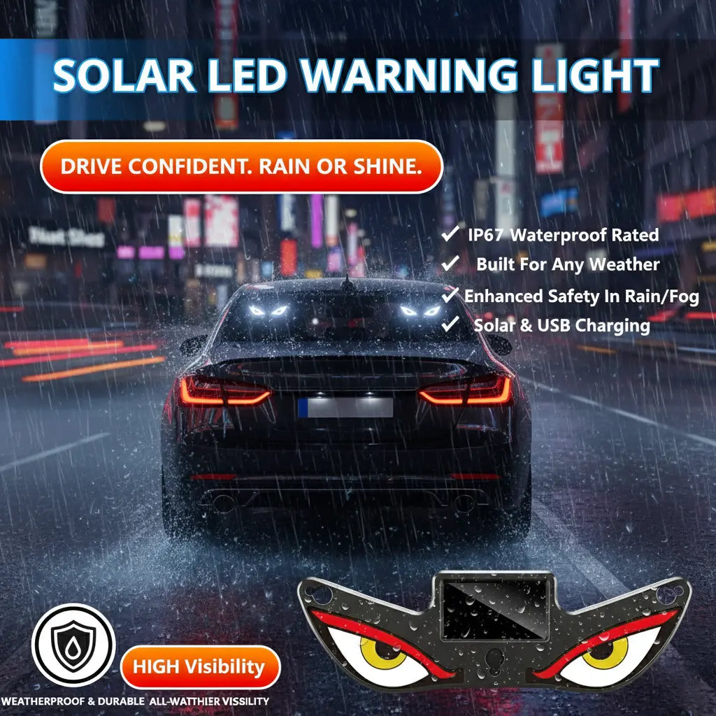 DIYCOM Dynamic LED Car Rear Window Display – Vampire Devil Eye Emoji Panel, Programmable Scrolling Message Screen, USB Powered Auto Decorative Light for Night Driving, Funny Car Accessory