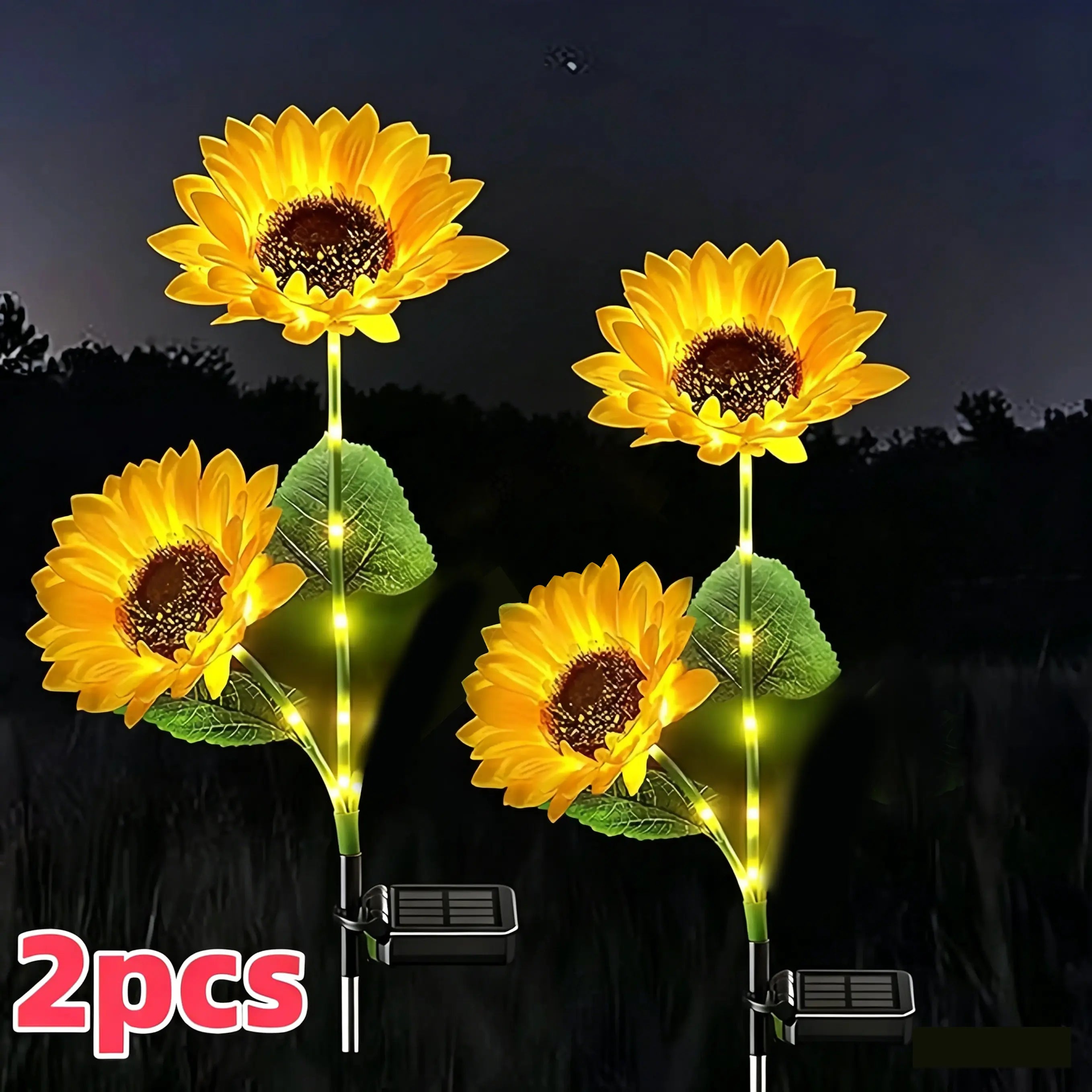 Illuminate Your Garden with Summervibes LED Sunflower Lights - Realistic Night Glow for a Stunning Outdoor Oasis