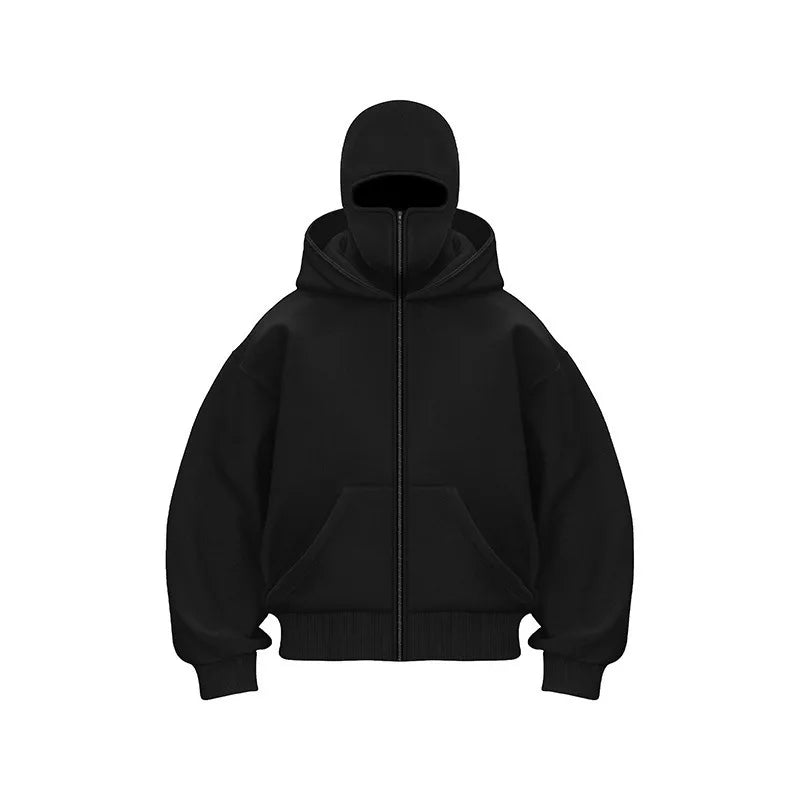 Men's Windproof Double Hat Zipper Hoodie - Perfect for Outdoor Adventures, Hiking, and Travel