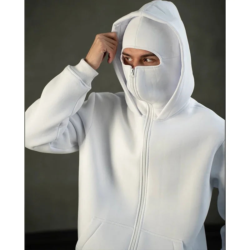 Men's Windproof Double Hat Zipper Hoodie - Perfect for Outdoor Adventures, Hiking, and Travel