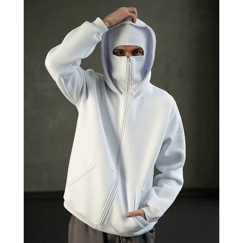 Men's Windproof Double Hat Zipper Hoodie - Perfect for Outdoor Adventures, Hiking, and Travel