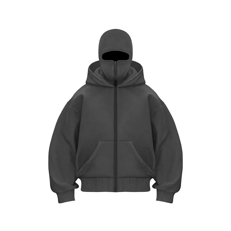 Men's Windproof Double Hat Zipper Hoodie - Perfect for Outdoor Adventures, Hiking, and Travel
