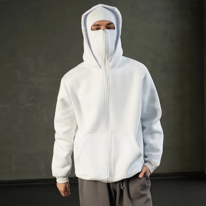 Men's Windproof Double Hat Zipper Hoodie - Perfect for Outdoor Adventures, Hiking, and Travel