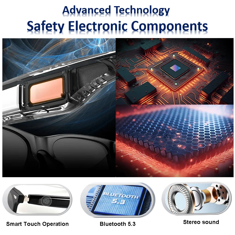 Experience the Future of Eyewear with Bluetooth Audio Sunglasses - UV400 Polarized Lens & Touch Control for Music and Calls