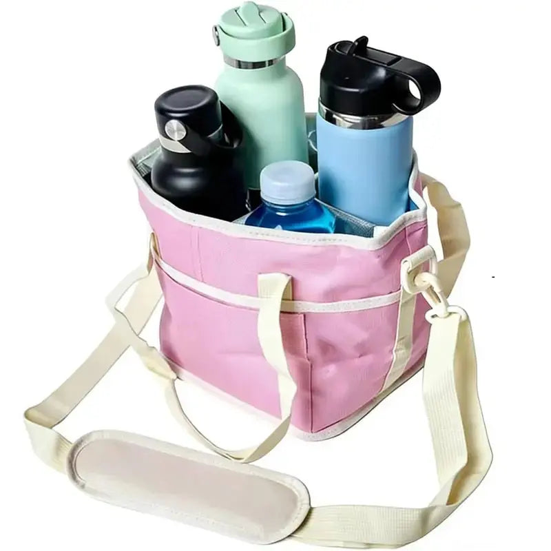 Portable Camping Backpack Insulated Cup Caddy Tote Bag with Adjustable Shoulder Strap and Multi-Pocket Dividers, Portable Drink Carrier for Outdoor Picnics, Beach Trips, Tailgating, and Daily Commute Delivery Services