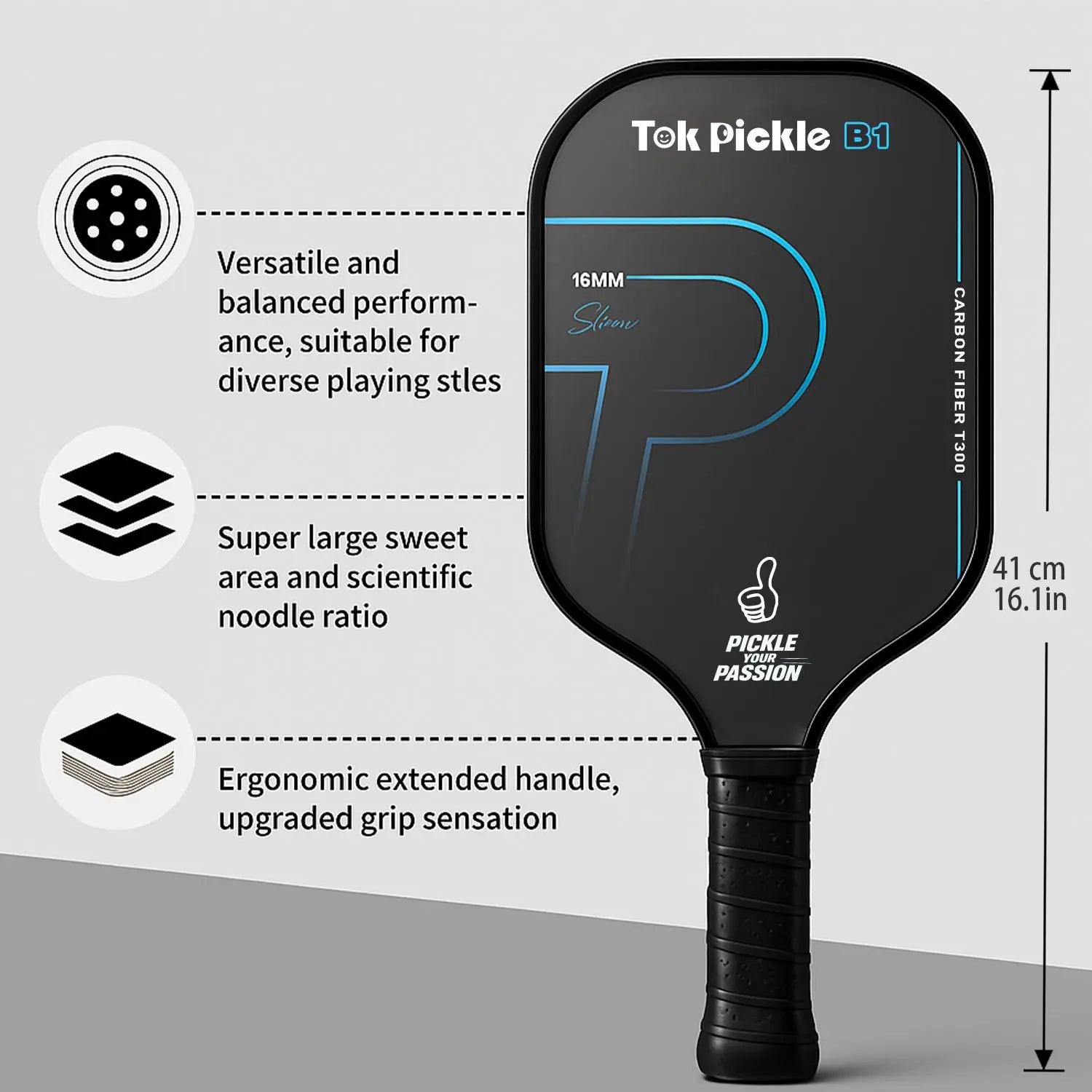 Tok Pickle T300 Carbon Fiber Pickleball Paddle Set - 2 Paddles, Wide Body, Large Sweet Spot, 4 Balls, Carry Bag, for Beginners & Family Players
