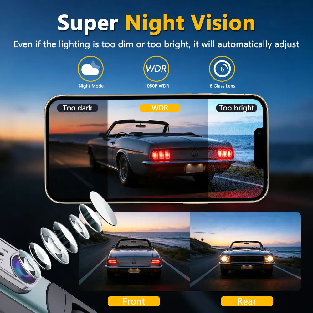 360° Surround View 4 Channel Dash Cam , 1080P FHD , 3.18" IPS Display, Built-In 2.4Ghz Wifi App Control, WDR, Loop Recording, Reverse Assist, 4 Lens Front Rear inside Left Right Car Driving Recorder, Car Security Camera,, Full Panoramic Car Recorder-Yy