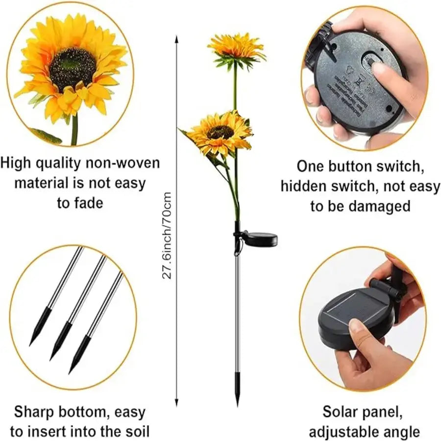 Illuminate Your Garden with Summervibes LED Sunflower Lights - Realistic Night Glow for a Stunning Outdoor Oasis