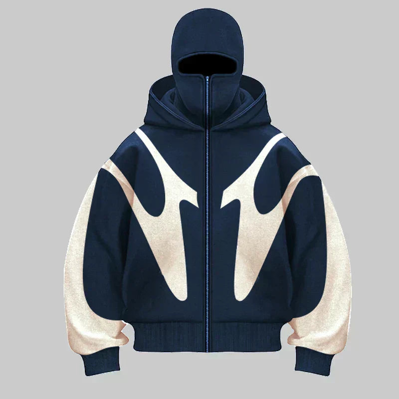 Draxen – Men’S Hoodie with Built-In Balaclava and Bold Streetwear Design