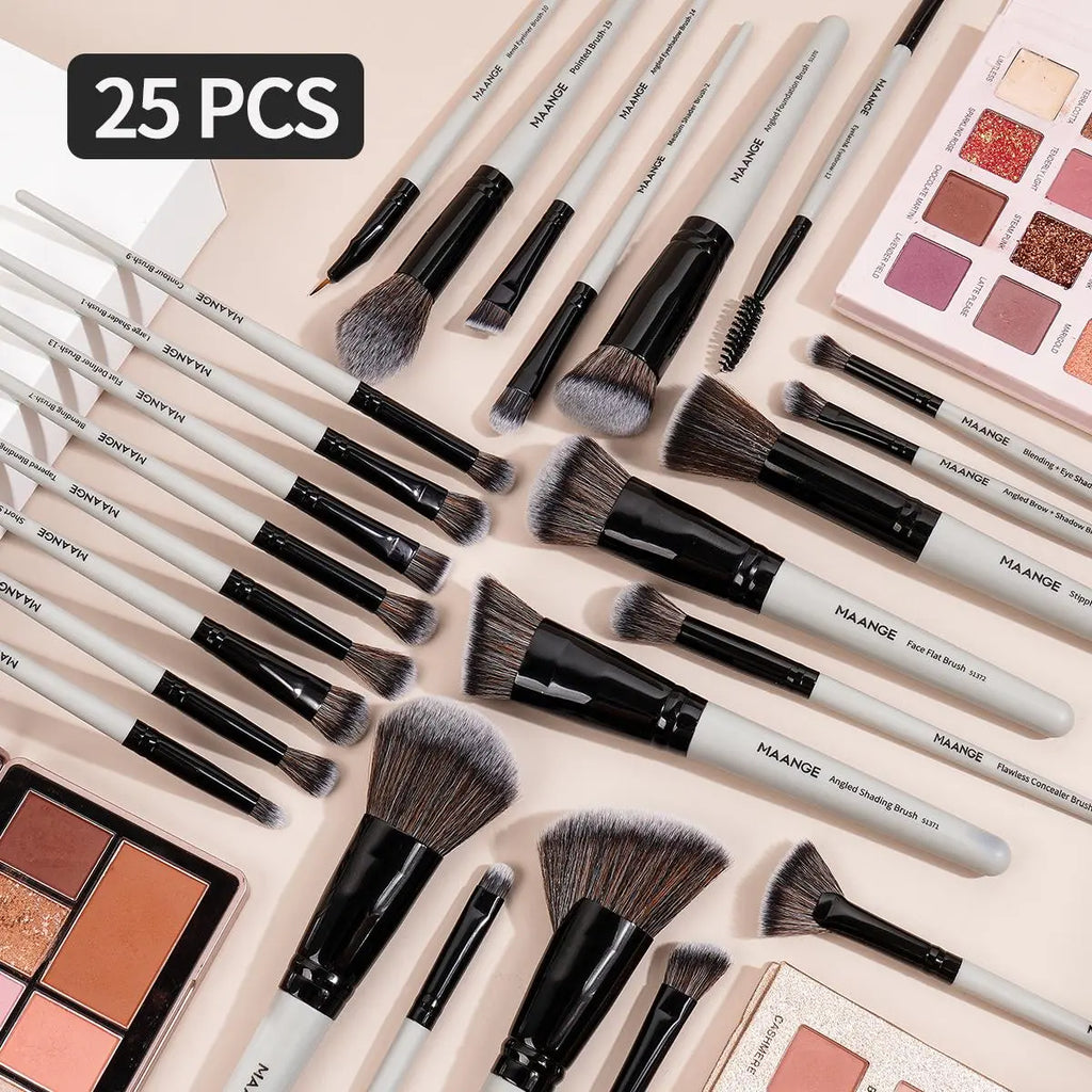 MAANGE Soft Bristle Makeup Brushes Sets, Multifunctional Makeup Brushes, Cosmetic Brushes, with Comfortable Grip, 25Pcs/Set Makeup Tools for Foundation, Powder, Concealers, Eyeshadow, Blush, Valentine'S Day Gift, Makeup Brush Kit