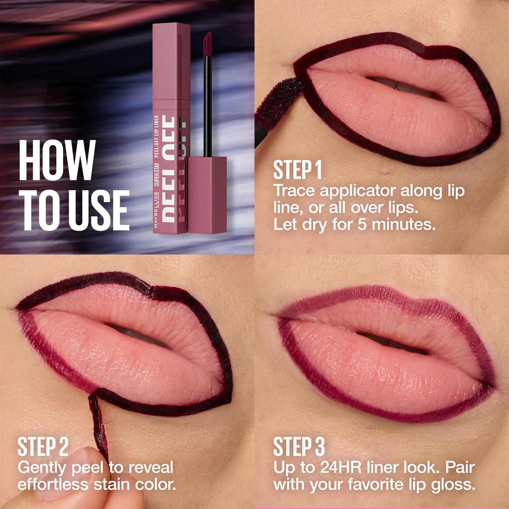 [NEW & EXCLUSIVE]: Peel off Liner Lip Stain, up to 24H, Tattoo-Like Wear, Maybelline New York