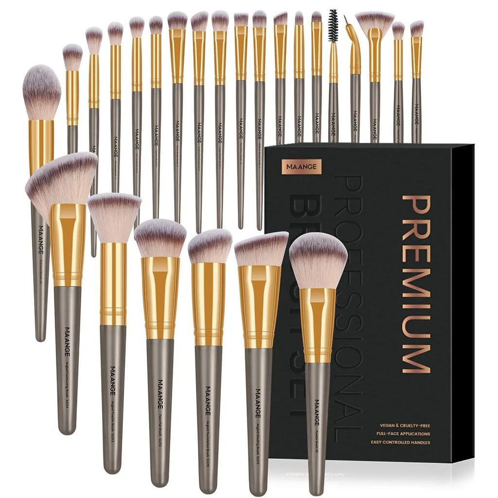 MAANGE Soft Bristle Makeup Brushes Sets, Multifunctional Makeup Brushes, Cosmetic Brushes, with Comfortable Grip, 25Pcs/Set Makeup Tools for Foundation, Powder, Concealers, Eyeshadow, Blush, Valentine'S Day Gift, Makeup Brush Kit