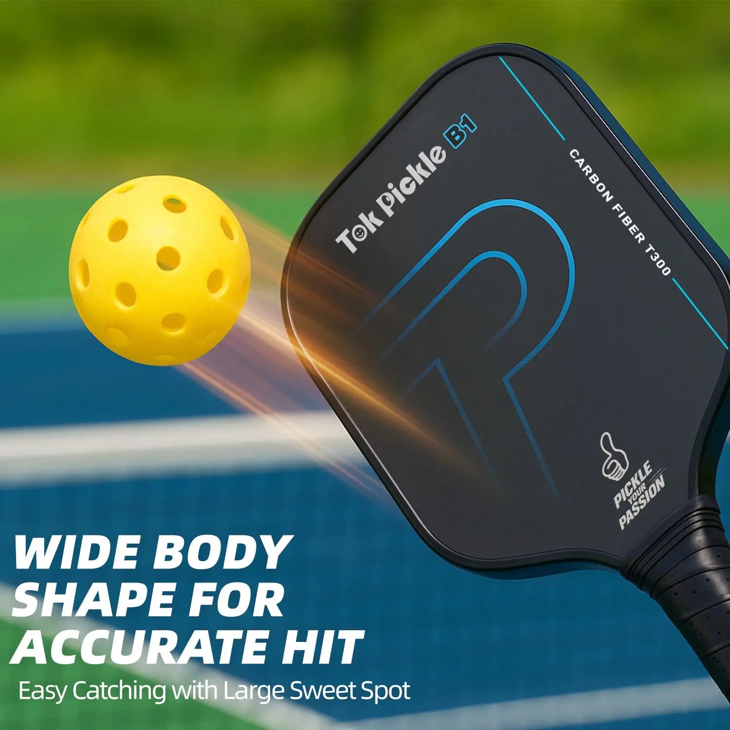 Tok Pickle T300 Carbon Fiber Pickleball Paddle Set - 2 Paddles, Wide Body, Large Sweet Spot, 4 Balls, Carry Bag, for Beginners & Family Players