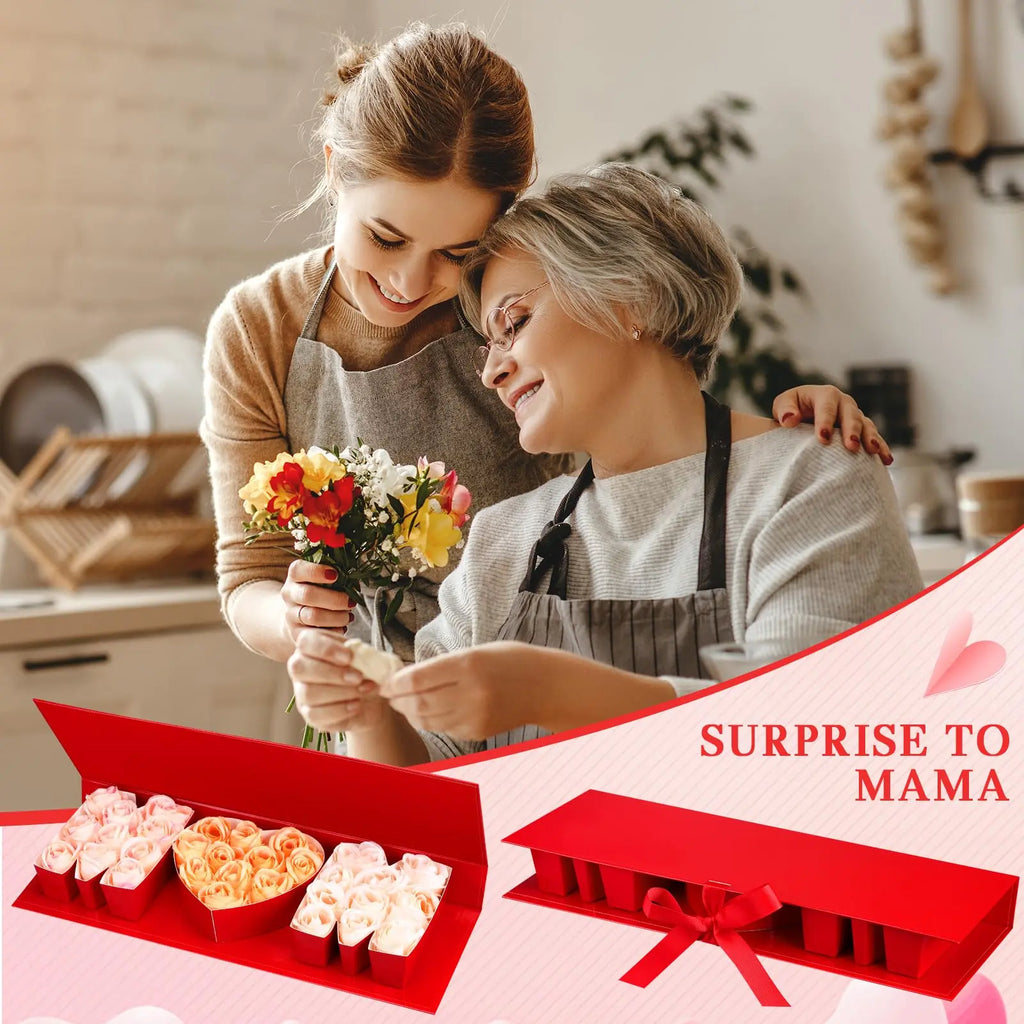 Mother'S Day MOM Empty Flower Gift Box Letter Shaped Fillable MOM Gift Box with Plastic Liners 24 Gold Butterfly Decor 50 Bouquet Flower Pins DIY Craft Gift Set for Valentine Birthday
