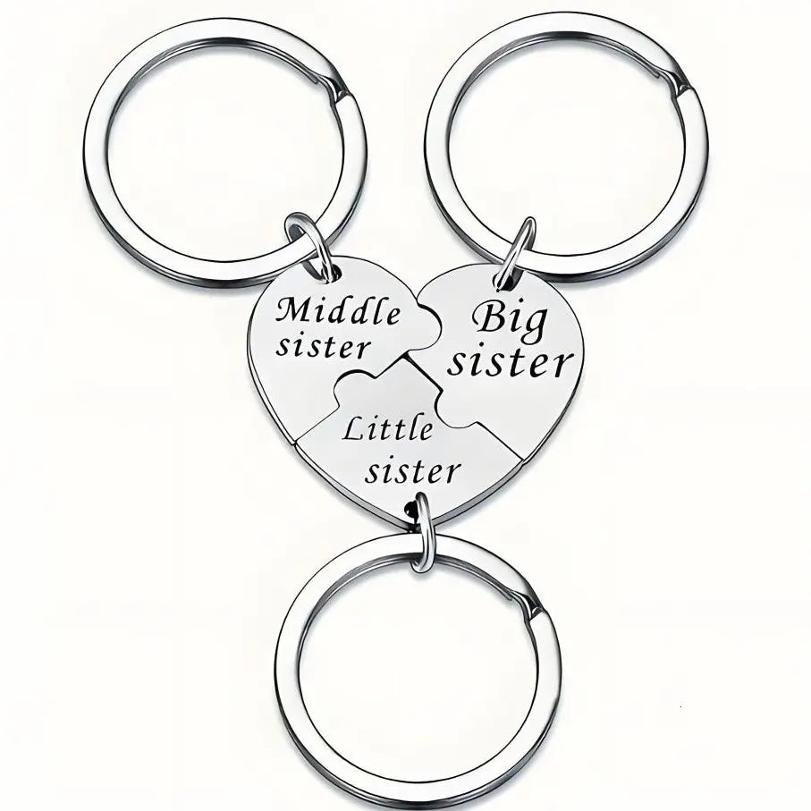 3PCS Sister Keychain Sister Gifts from Sisters Birthday Gifts from Sisters in Law Wedding Big Sisterr Gift for Girls Little Sisterr Matching Keychain Sibling Mothers Day Presents Christmas