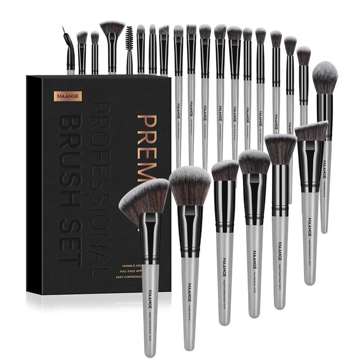 MAANGE Soft Bristle Makeup Brushes Sets, Multifunctional Makeup Brushes, Cosmetic Brushes, with Comfortable Grip, 25Pcs/Set Makeup Tools for Foundation, Powder, Concealers, Eyeshadow, Blush, Valentine'S Day Gift, Makeup Brush Kit