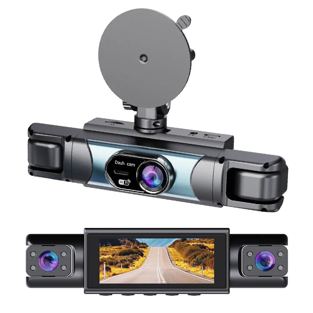 360° Surround View 4 Channel Dash Cam , 1080P FHD , 3.18" IPS Display, Built-In 2.4Ghz Wifi App Control, WDR, Loop Recording, Reverse Assist, 4 Lens Front Rear inside Left Right Car Driving Recorder, Car Security Camera,, Full Panoramic Car Recorder-Yy