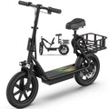 Electric Scooter for Adults with Seat,48V 10.4Ah Battery, Top Speed 22 Mph, Driving Range 21-27 Miles, Pet-Friendly Design with Rear Basket