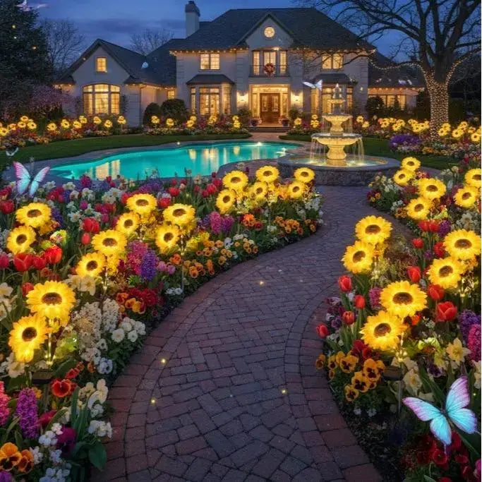 Illuminate Your Garden with Summervibes LED Sunflower Lights - Realistic Night Glow for a Stunning Outdoor Oasis