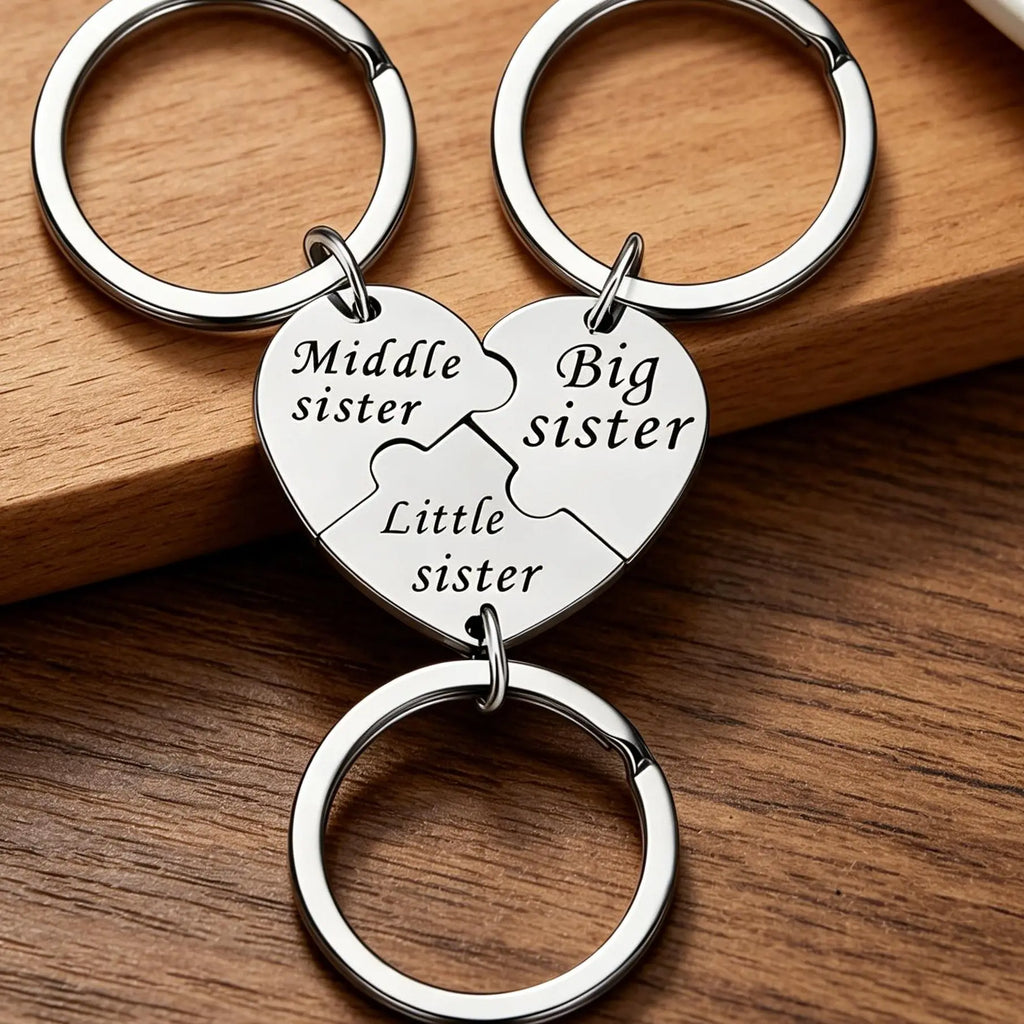 3PCS Sister Keychain Sister Gifts from Sisters Birthday Gifts from Sisters in Law Wedding Big Sisterr Gift for Girls Little Sisterr Matching Keychain Sibling Mothers Day Presents Christmas
