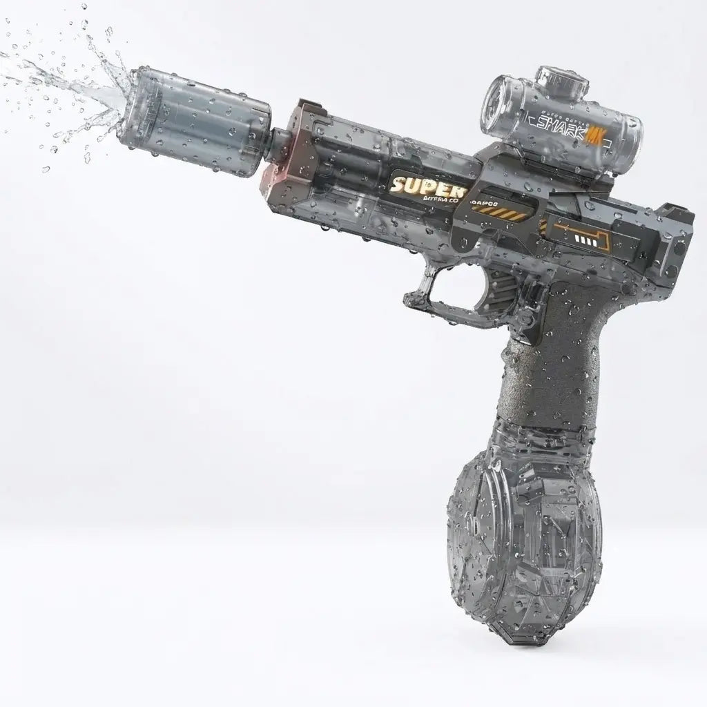 Quriov Powerful Automatic Electric Water Gun with Realistic Glowing Muzzle, 320Cc Large Capacity, Long Range up to 32 Feet, Summer Outdoor Fun Toy for Adults and Kids, Perfect Gift for Summer