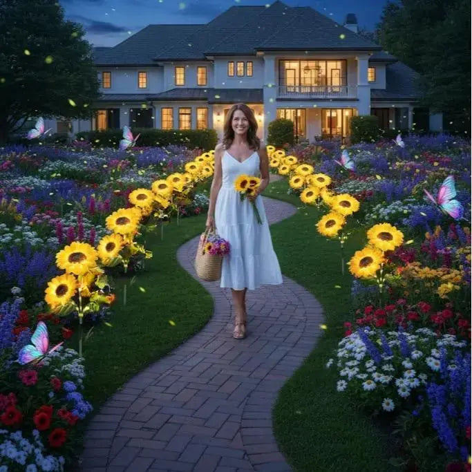 Illuminate Your Garden with Summervibes LED Sunflower Lights - Realistic Night Glow for a Stunning Outdoor Oasis